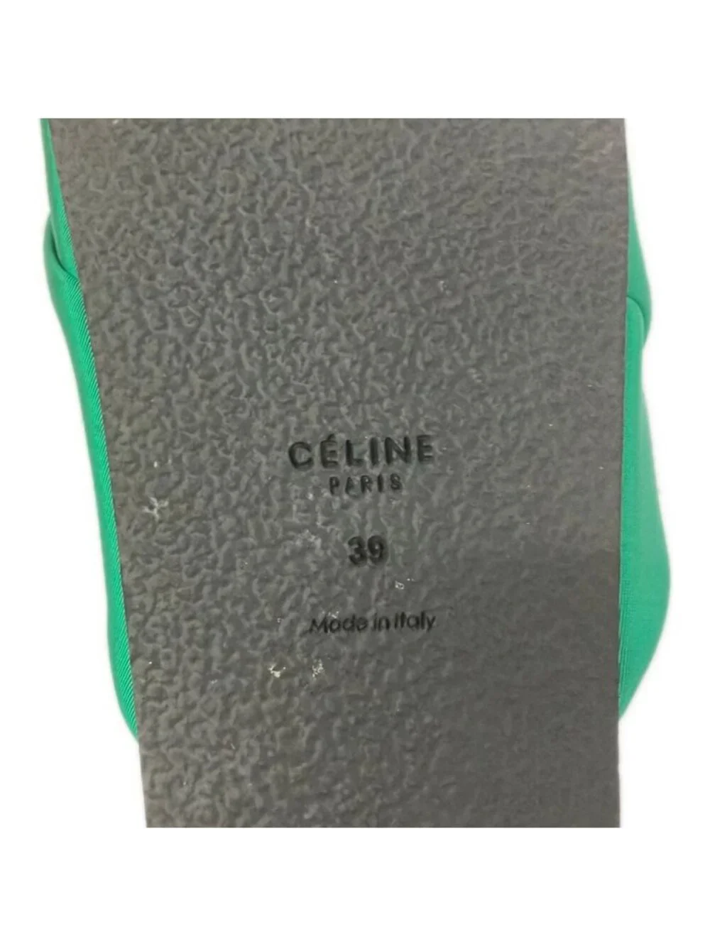 Celine Sandals 39 Black Green Leather